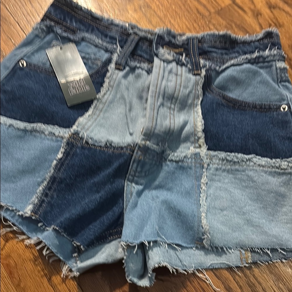 Wild Fable Blue Patchwork Jean Shorts